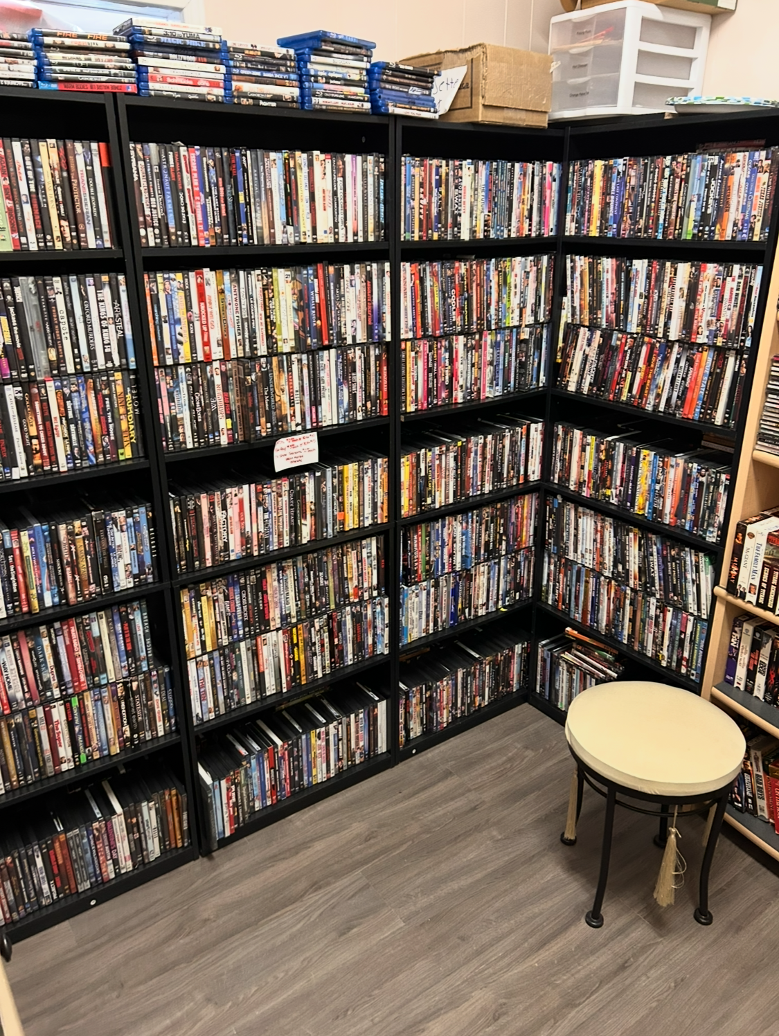 Books and decor shelves in the used store